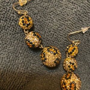 Elegant Gold and Black Beaded Earrings